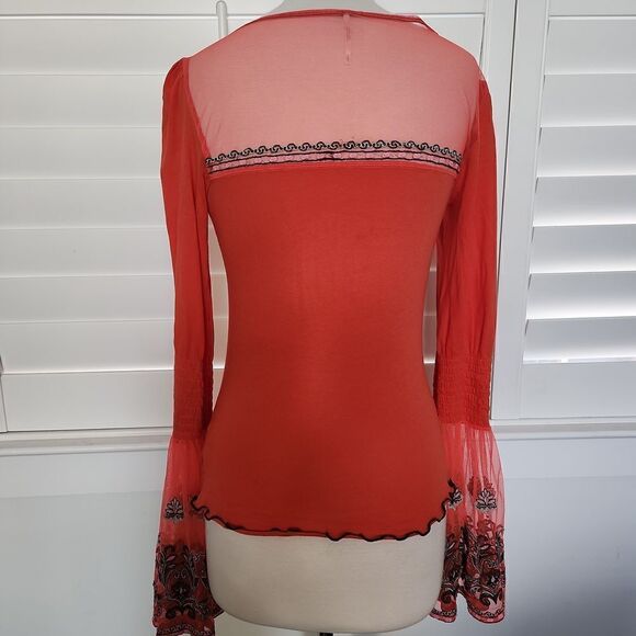 Free People Orange Bell Sleeves size M - Picture 5 of 9